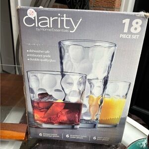 Clarity by Home Essentials 18-Piece Glass Set - Clear